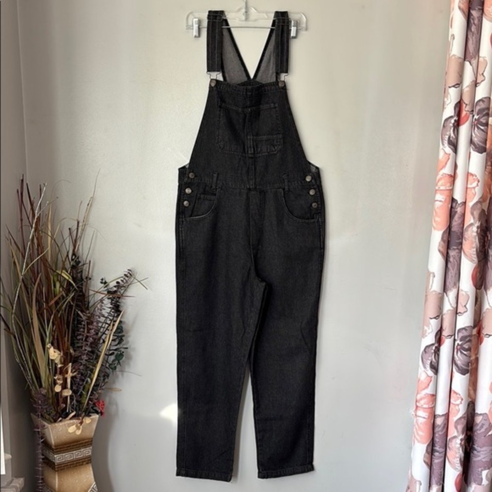 Gold Trans Black Denim Overalls Straight Leg Bib Dungarees Small
